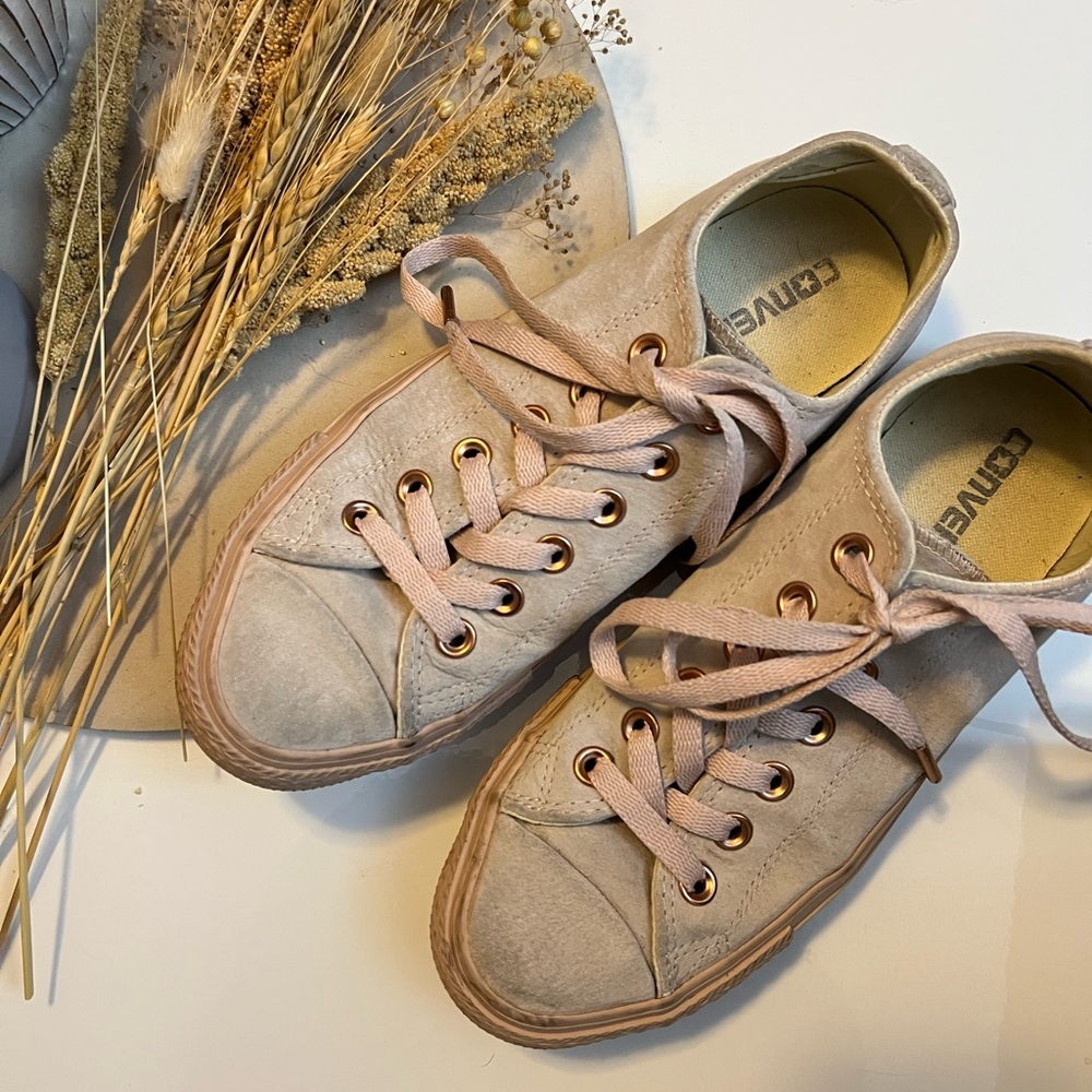 Converse Blush Pink Canvas Sneakers with Pink Laces